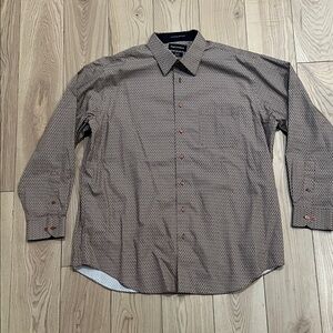 Paul Fredrick Brown Geometric Button Down Shirt